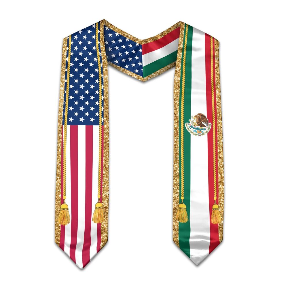 8289 Mexican American Flag Graduation Sash 2025 Mexican Graduation Sash